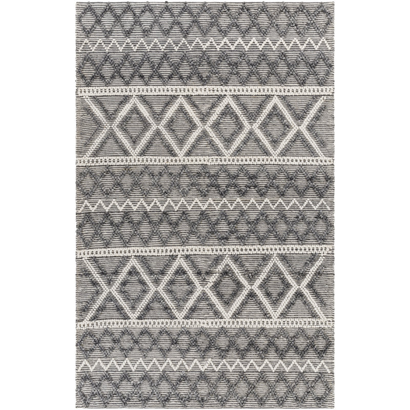 Bhrianne Geometric Handmade Flatweave Recycled P.E.T. Area Rug in Gray/White, Runner 2'6" x 8'