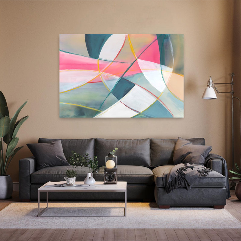«Geometric Harmony In Motion», art mural contemporain abstrait, H 40 po x l 60 po