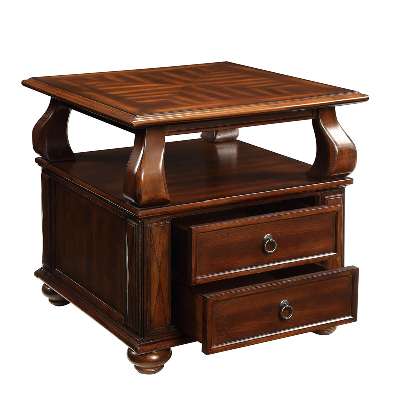 Table de bout 26 po en noyer 2 avec rangement ouvert - pratique pour la maison 28 po fonctionnelle