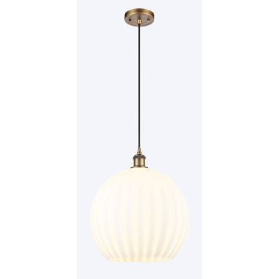Ballston White Venetian 1 Light 10" Cord Hung Mini Pendant-516-G1217