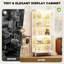 5-Layer Glass Display Cabinet with 3 LED Lights, White