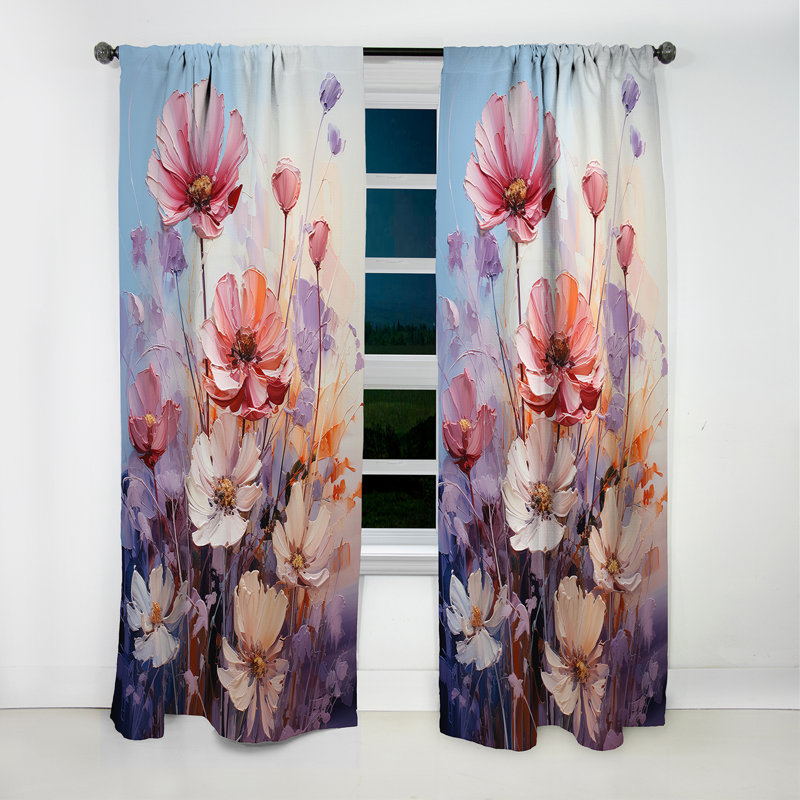 Impression romantique rose Wildflowers - rideau occultant floral Wildflowers - 1 panneaux, L 52 po x L 95 po