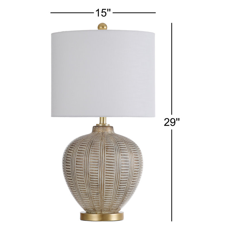 Lampe de table texturée Sienna - Sauge délavée et grès brun clair - Abat-jour blanc