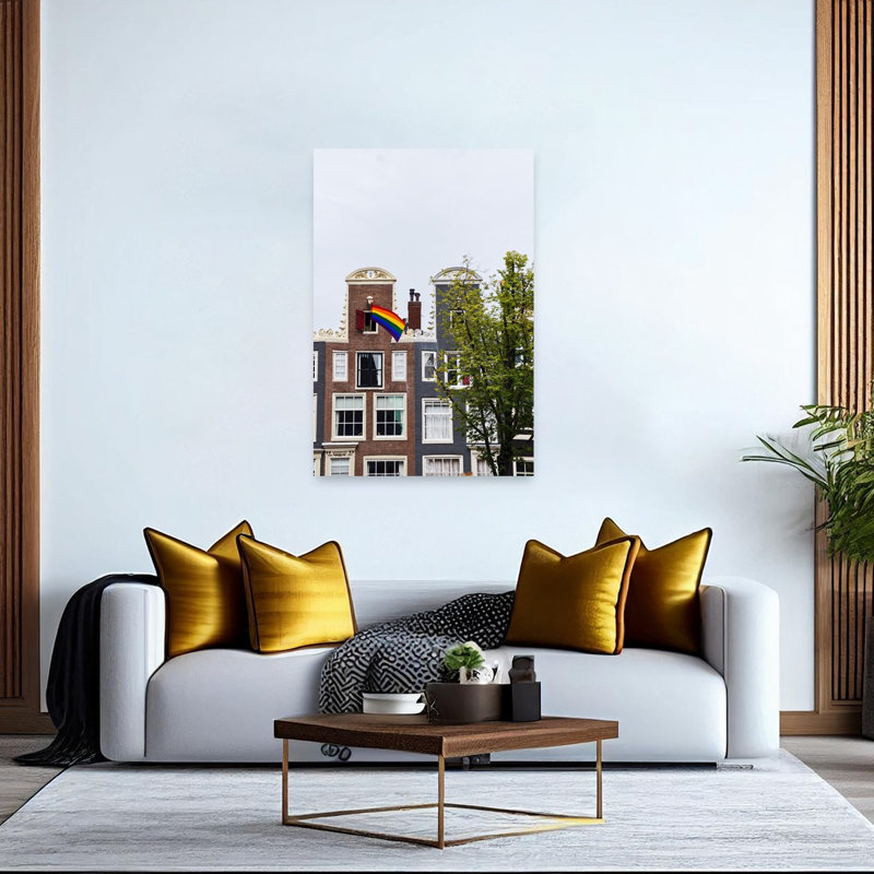 «Amsterdam Rainbow Flag», impression d'art mural de l'architecture abstraite traditionnelle de la ville, H 60 po x l 40 po