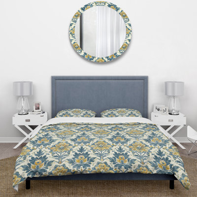 Yellow Blue Country Flower Pattern III - Country Duvet Cover Set