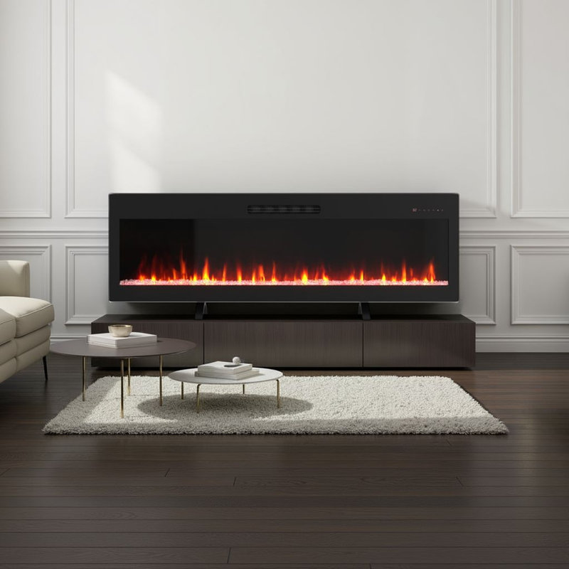 60 Inch Freestanding / Recessed / Wall Mounted 16 Flame Colors Electric Fireplace With Remote Control