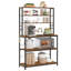 Kitchen Storage Rack, Coffee Bar, Baker’S Rack, Total 6 Shelves And 6 Hooks, For Microwave, Steel Frame, Industrial, 40 X 100 X 167 Cm, Rustic Brown And Black