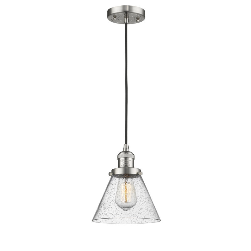 Luminaire suspendu 1 lumière à cône simple Pompa, H 9,13 po x l 7,75 po x P 7,75 po, Grainé, Bronze huilé
