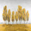 Sept arbres jaunes abstraits - décor de toile encadrée grise-1825203798