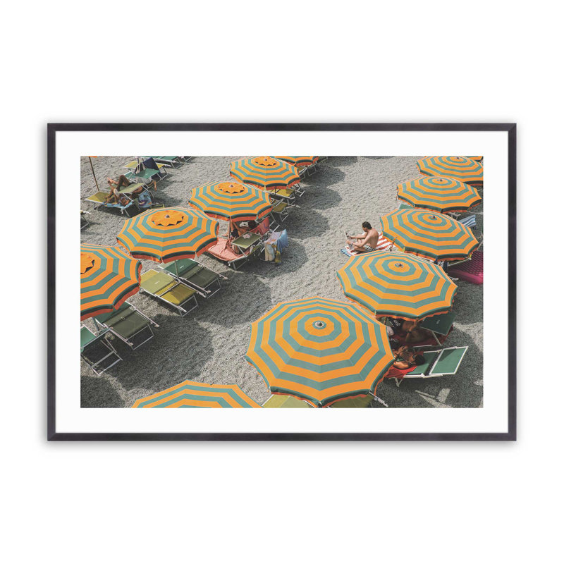 Imprimé d'ombrage bord de mer, dans un cadre en érable brut, H 12,25 po x l 15,25 po x P 1,25 po, Cadre simple en zinc patiné