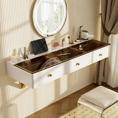 Bureau flottant avec tiroir, coiffeuse murale pour chambre à coucher, salon