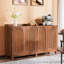 57" Farmhouse Sideboard Buffet - Brown Shutter Door Storage Cabinet