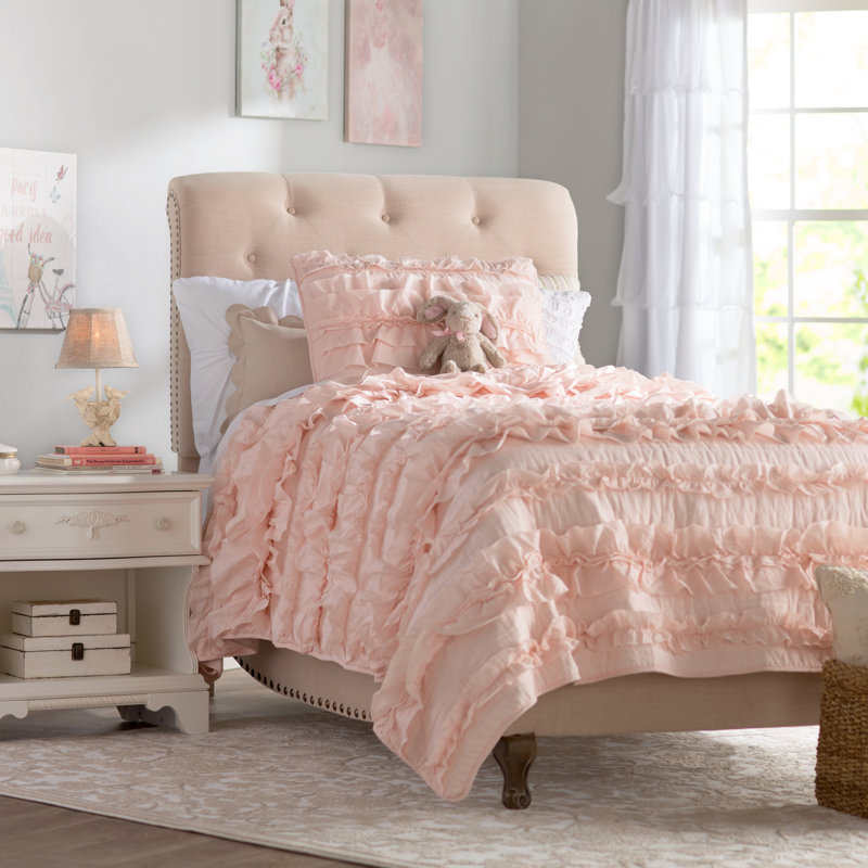 Ensemble de courtepointe réversible en microfibre Belle, Courtepointe simple et 1 taie décorative, Rosé
