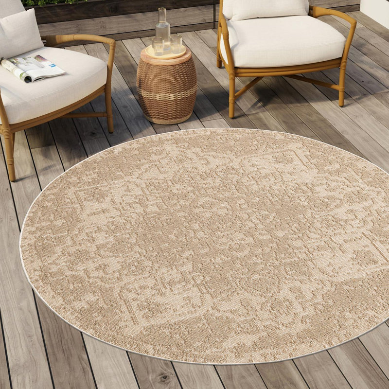 Indoor/Outdoor Traditional Area Rug, Round 5'3"