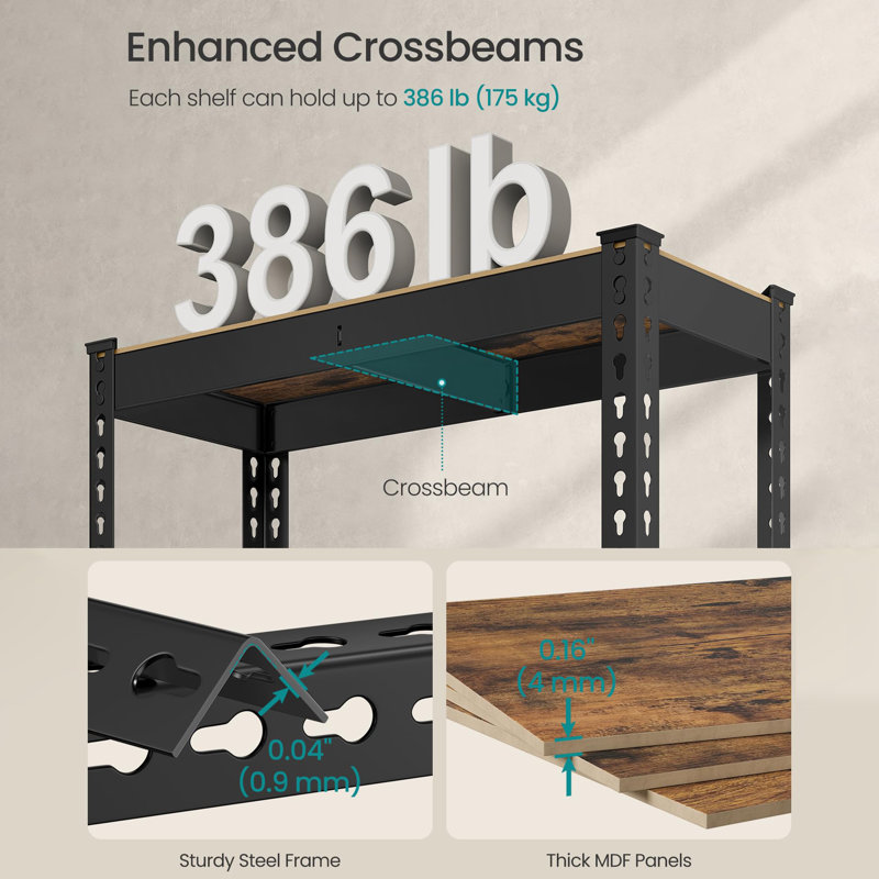 75cm W Steel Shelving Unit, Black/Rustic Brown