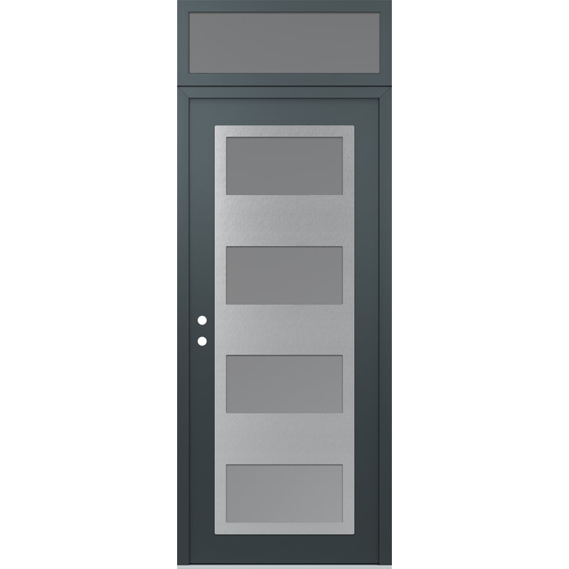 Porte d'entrée avant pré-suspendue à panneau arrière en acier argenté anthracite / anthracite avec panneau C2, Oui, Gelé
