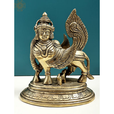 6" Brass Kamadhenu Sculpture – Handmade Divine Cow of Plenty for Prosperity & Inspirational Home Decor
