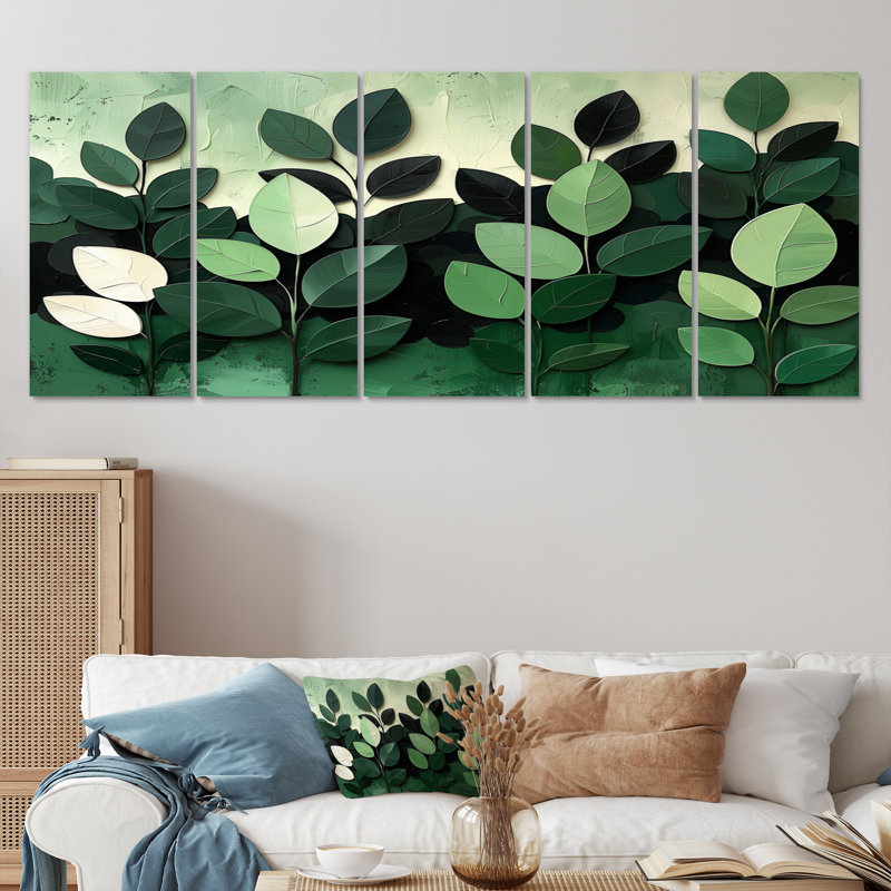 Green Plants Botanical Bliss - Ensemble d'art mural sur toile Plants, H 28 po x l 60 po