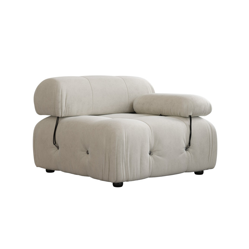 Upholstered Modern Velvet Fabric Single One-Armed Chair, Beige