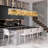 Lohan 20-Light Dimmable Modern Gold Rectangle Chandelier with Crystal Accents for Kitchen Island Dining Room