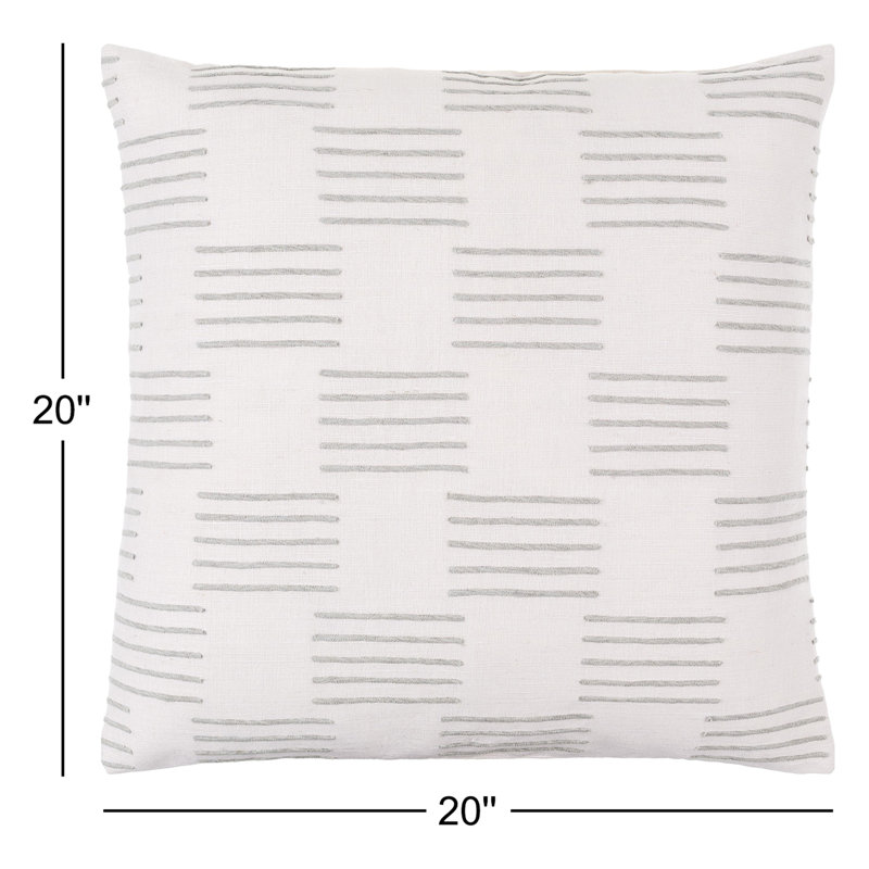 Coussin en coton Layten, 20 po x 20 po, Blanc cassé, Duvet
