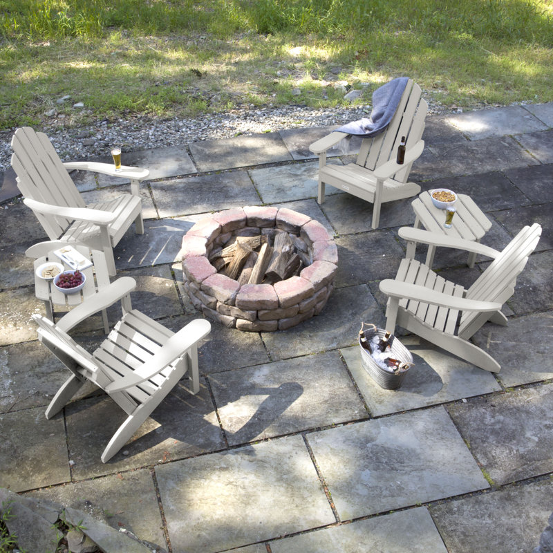 Anette Outdoor Adirondack Chair With Table, Harbor Gray