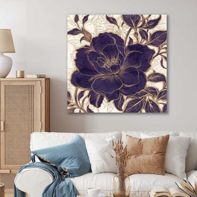 Blue Gold Peony Emotion III, reproduction d'art sur toile, H 30 po x l 30 po x P 1 po, Toile tendue