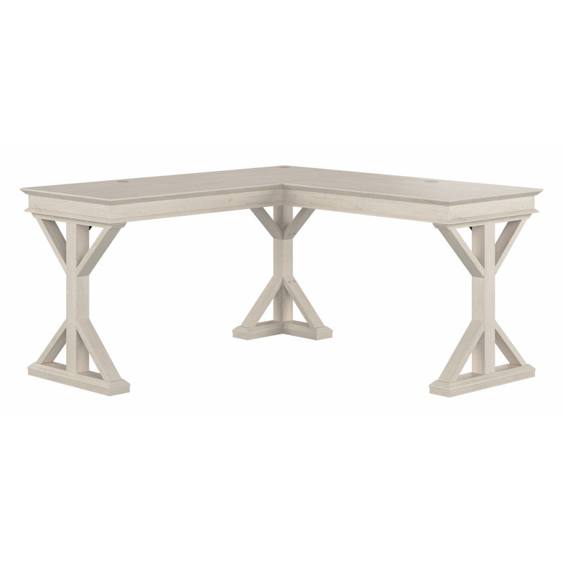 Ozro L-Shaped Writing Desk, Linen White Oak
