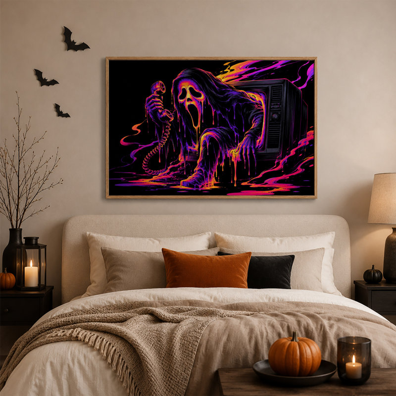 Impression sur toile mauve et orange, H 24 po x l 36 po