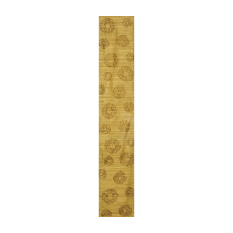 Barbi Geometric Cotton Blend Table Runner, 72" x 13", Amber Gold