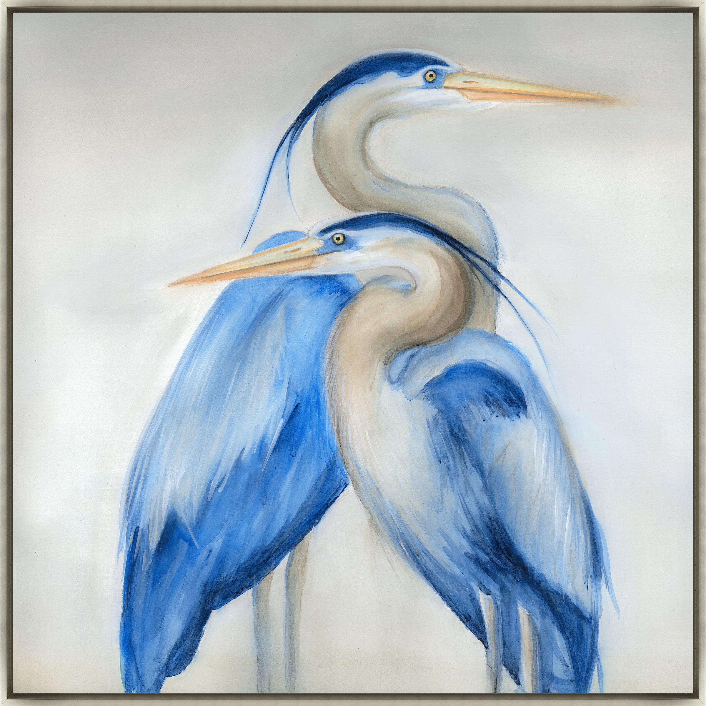 Faux stained glass window, Gallery glass paint, blue heron