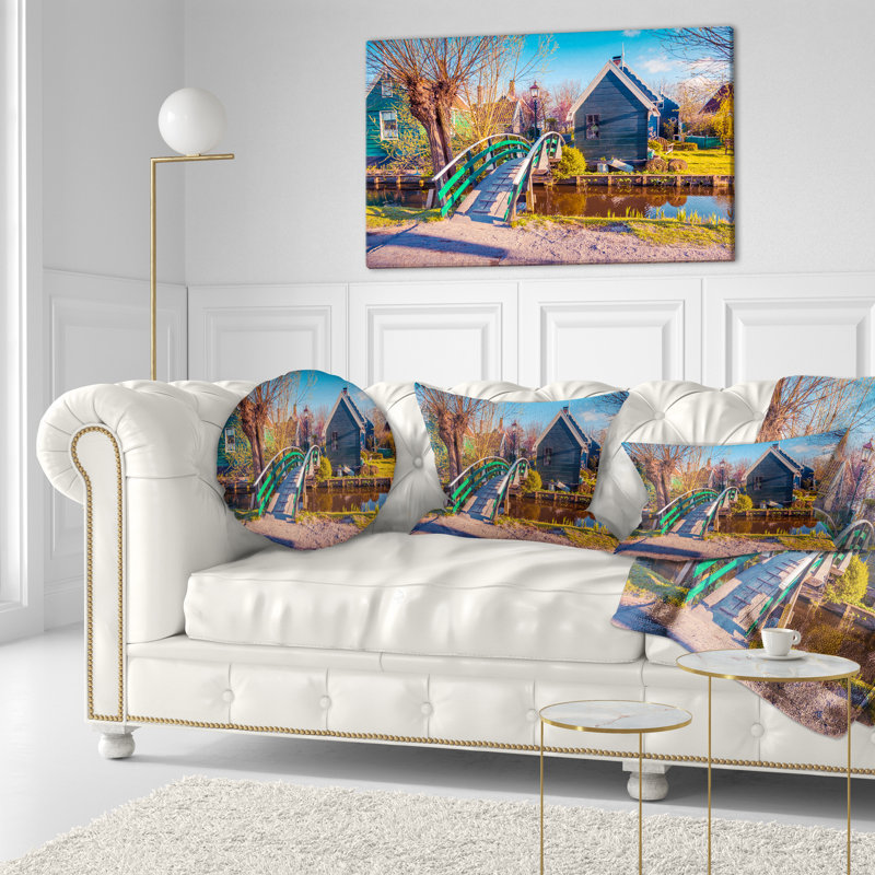 Coussin lombaire imprimé bâtiments néerlandais dans le village de Zaanstad