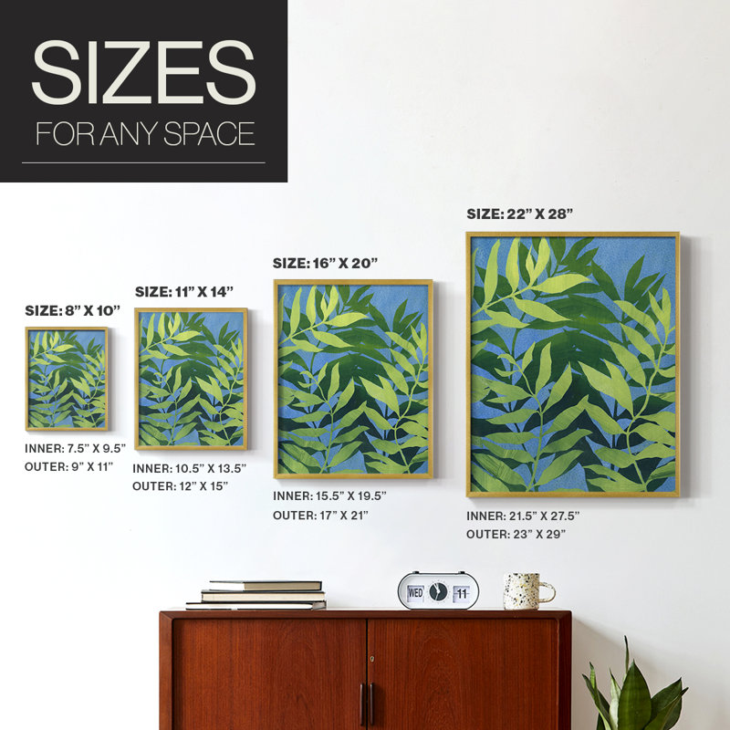 «Ocean Vines I», reproduction encadrée - bois massif, Or, H 10 po x l 8 po