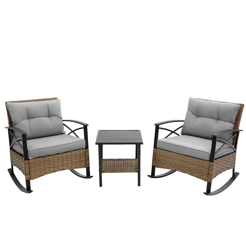 Ensemble de chaises berçantes 3 pièces, Gris