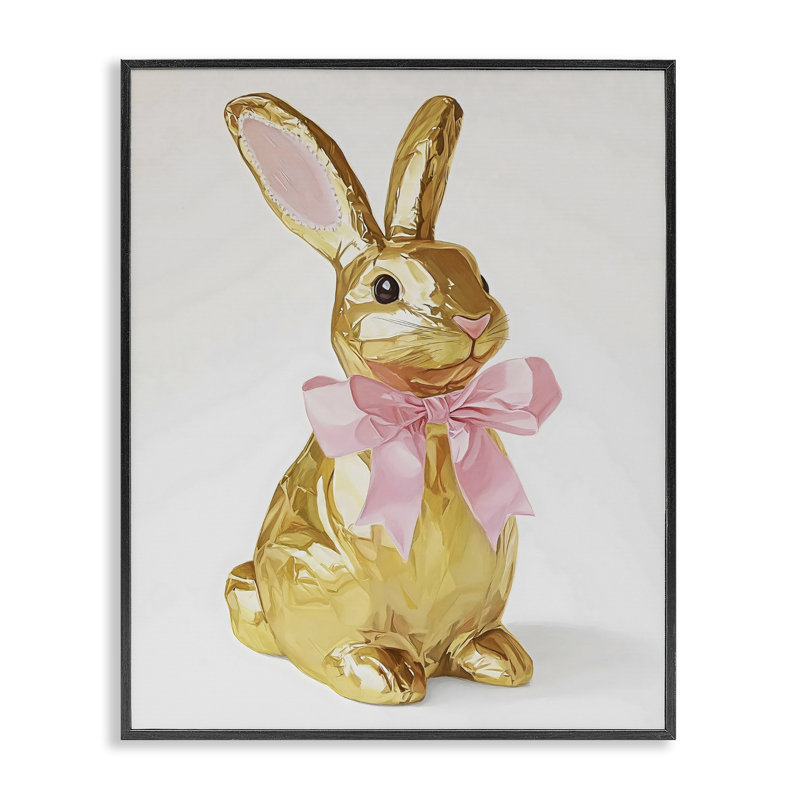 Lapin de Pâques doré avec giclée encadrée, conçu par The Prints Vibe, 30 x 24, Midnight Black Giclee Framed