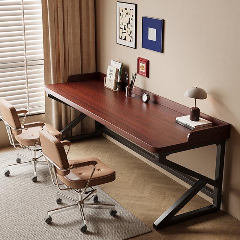 Bureau d'écriture rectangulaire en bois massif noir, Noir, H 29,53 po x l 62,99 po x P 27,56 po