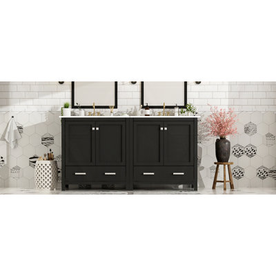 60" Bathroom Vanity Set with Double Vanities