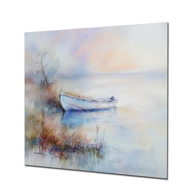 «Minimalist Boat Reflection By The Late I», impression sur métal de transport, bateau