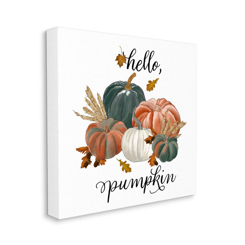«Hello Pumpkin Fall Harvest», art mural sur toile par The Morning Evening Post, H 17 po x l 17 po x P 1,5 po