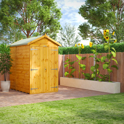 Powersheds Timber Tongue & Groove Windowless Garden Shed, Double Doors