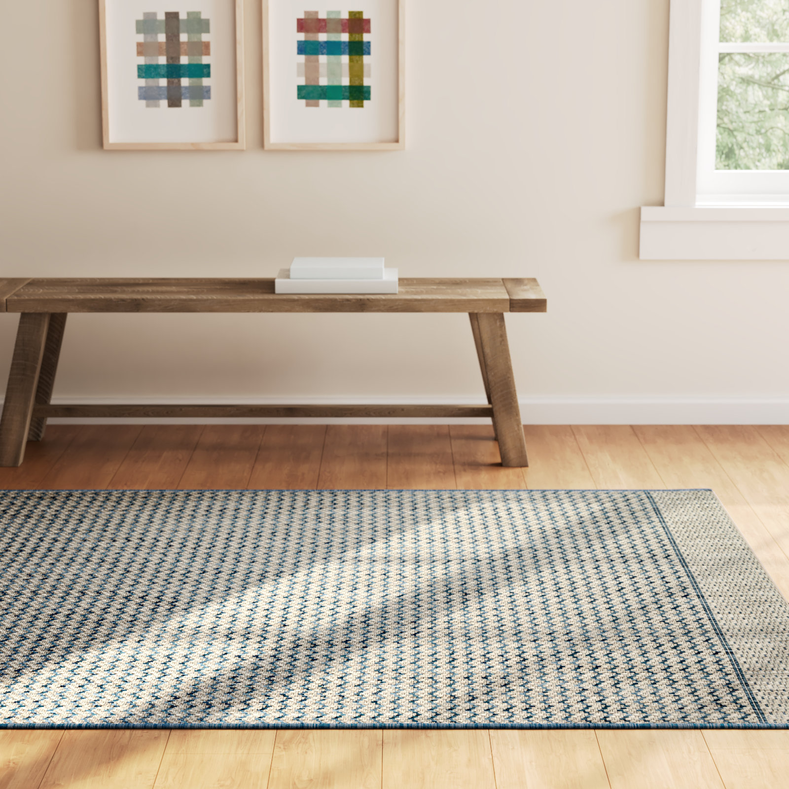 Loloi Rugs Isle Gray Blue Chevron Rug, Rectangle 5'3" x 7'7"