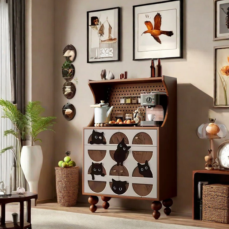 Modern simple multi-functional accent cabinet, Nut-Brown