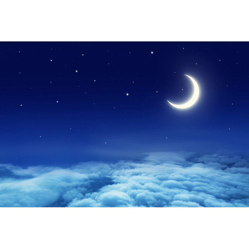 Étoiles et lune - impression sur toile tendue, H 8 po x l 12 po x P 1,25 po