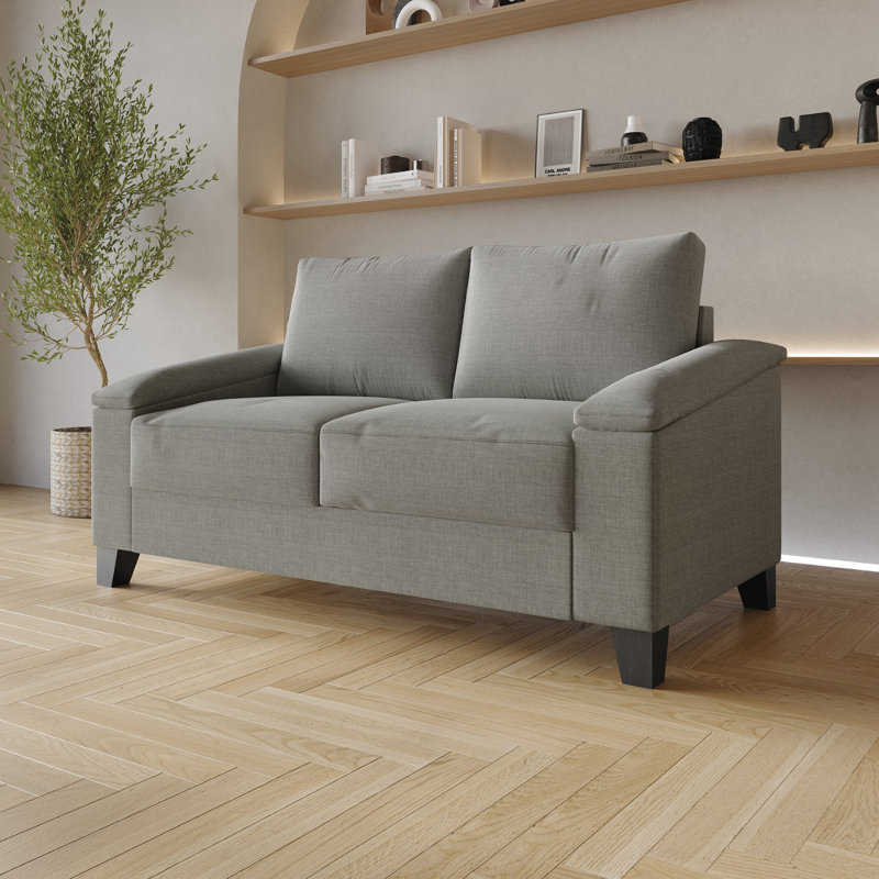 Causeuse de réception en tissu 57,87 po Jacqualyn, Gris
