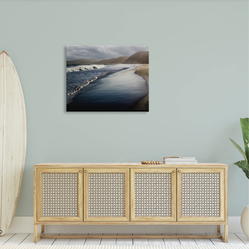 «Beach Foam Rolling Waves», estampe numérique par David Lorenz, H 30 po x l 40 po x P 1,5 po, Toile tendue