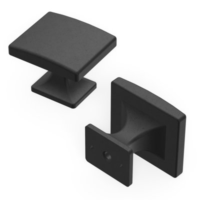 Forge Collection Rectangular Knob - 1-7/16" x 1-1/4 " Cabinet Knob Black Iron - Farmhouse Hardware for Drawers & Cabinets