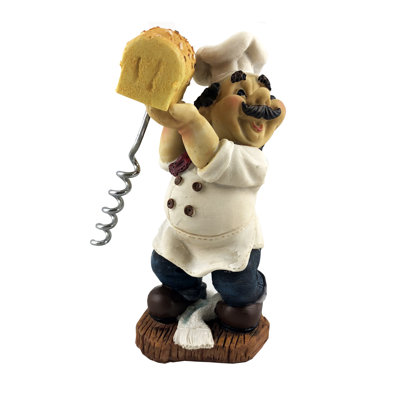 Fat Chef Italian Baker Holding Bread Corkscrew