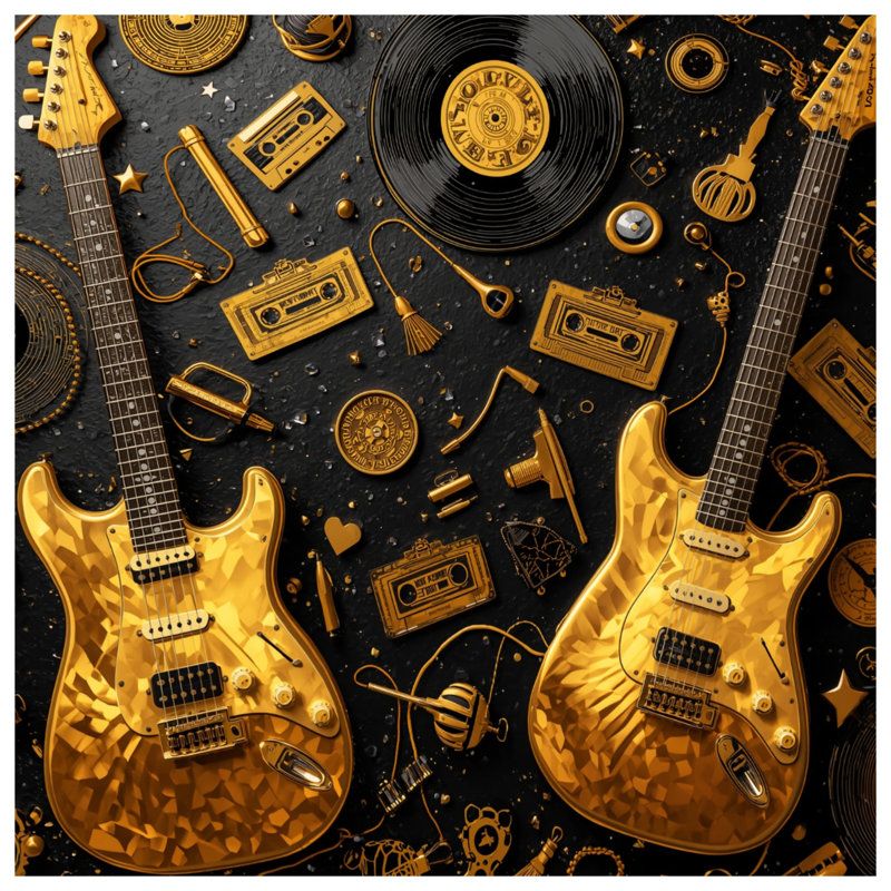 Housses de couette en vinyle Gold Electric Guitars, Grand lit