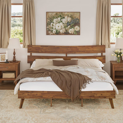 Solid Wood Bed Frame With Headboard
