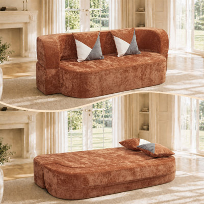 Canapé-lit Eggshell, canapé convertible désossé de 78,74 po avec tissu moelleux doux, mousse 33D haute densité, canapé-lit sans assemblage avec coussins pour le salon
